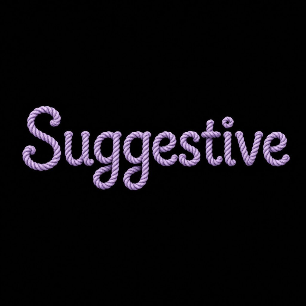 Suggestive spelled out with lavender-colored rope.